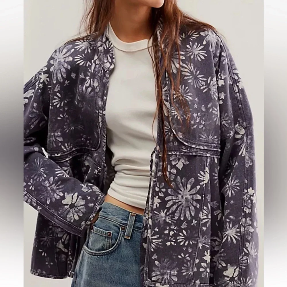NWT NWT FREE PEOPLE Lua Bed Jacket Slouchy In Indigo Size extra Small‎ - Picture 2 of 12